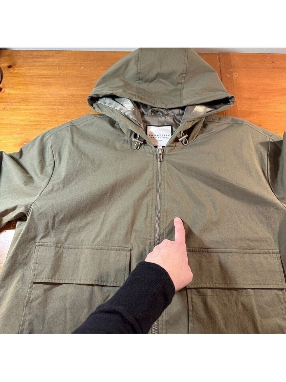 Bagatelle Collection Lightweight Army Green Hooded Jacket - Size Large - Picture 7 of 10